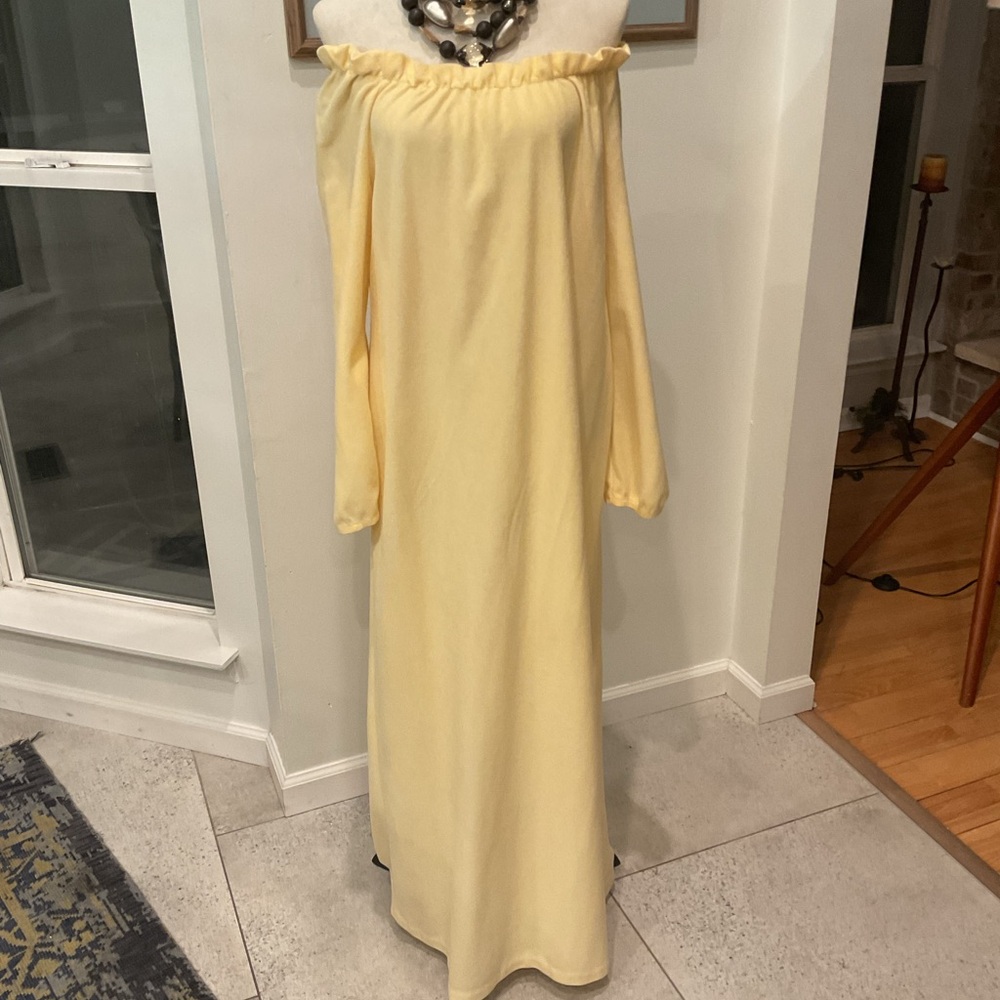 Vintage David Brown Yellow Velour Dress